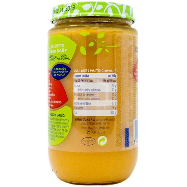 Compota HERO Baby Natur Zanahorias Baby con Ternera (A partir de los 6 meses), 235g