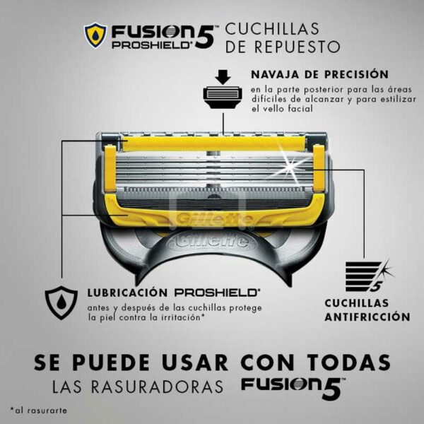 Fusion-4- Cartuchos de Repuesto para Gillette Fusion5 ProShield (4 uds)