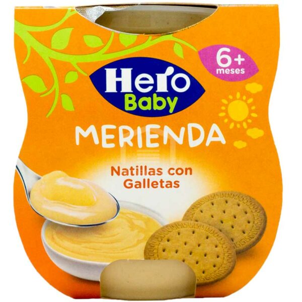 Merienda Hero Baby Natillas y Galletas (A partir de los 6 meses), 260g