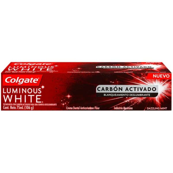 Pasta Dental Colgate Luminous White Carbón Activado, 106 g