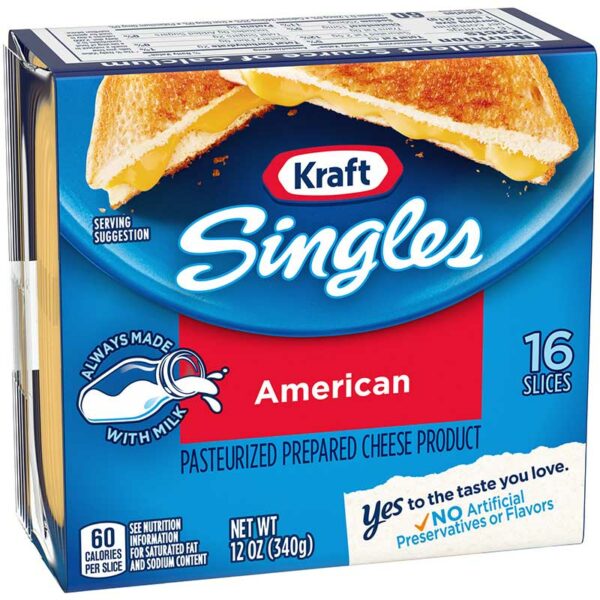 Queso Americano Rebanadas Individuales Kraft, 12 oz (16 uds)