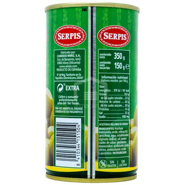 Serpis Aceitunas Rellenas de Anchoa, 300 g