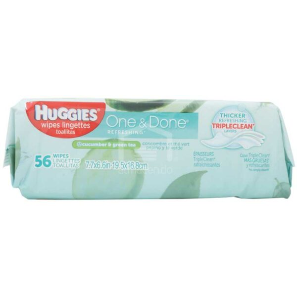Toallitas Húmedas Huggies One & Done Refrescante Fragancia a Pepino y Té Verde (56 uds)