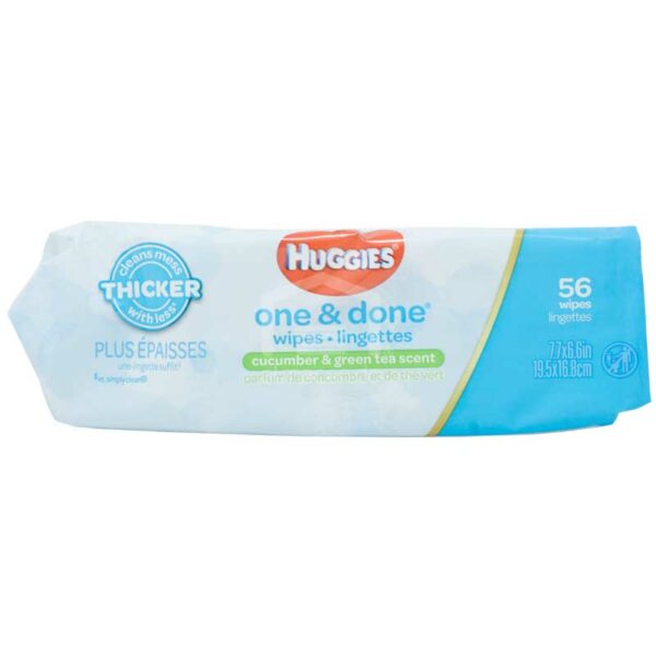 Toallitas Húmedas Huggies® One & Done Fragancia a Pepino y Té Verde (56 uds)