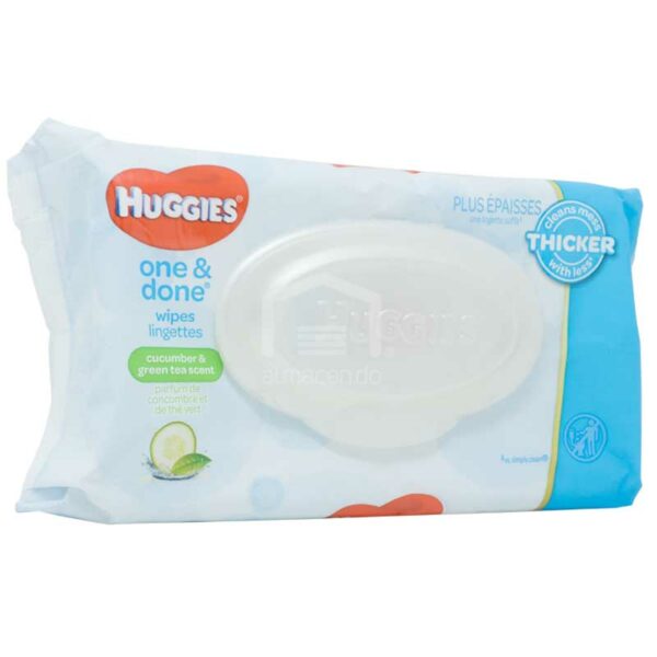 Toallitas Húmedas Huggies® One & Done Fragancia a Pepino y Té Verde (56 uds)