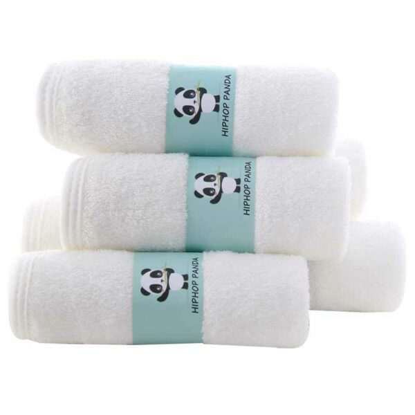 Toallitas de Bamboo para Baño HIPHOP Panda Color Blanco, (6 uds)
