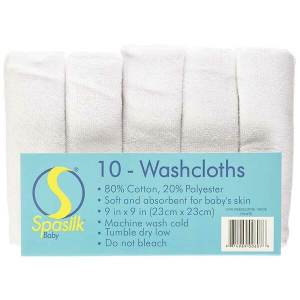 Toallitas de Baño Spasilk Baby Color Blanco, 10 uds