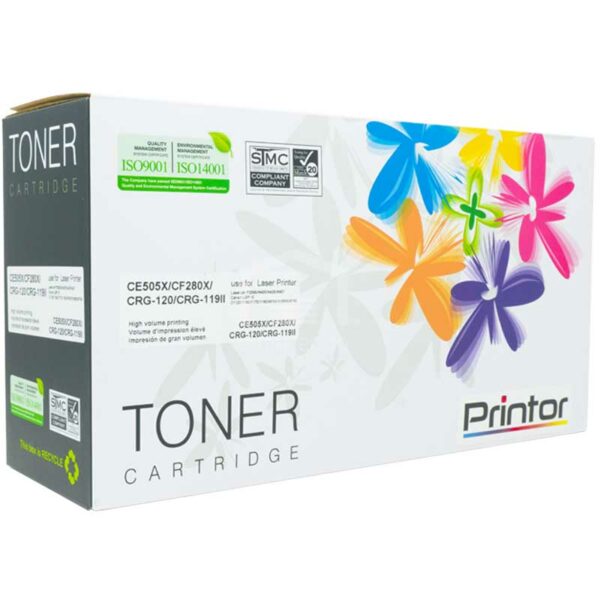 Toner Compatible con Impresora Láser HP & Canon, CE505X/CF280X  CRG-120/CRG119II