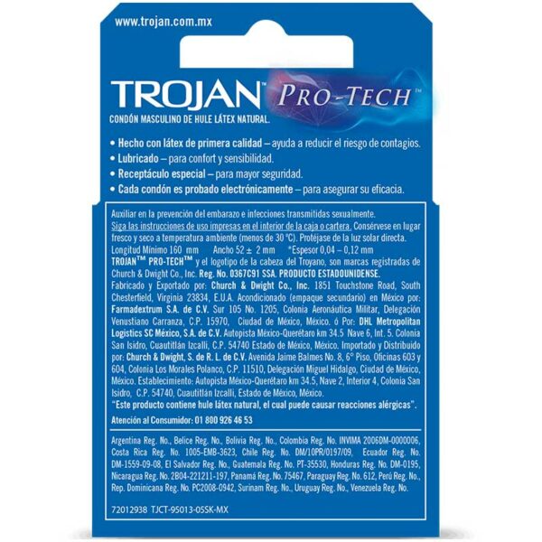 Condones-Lubricados-Trojan-Pro-Tech-Seguridad,-3-uds-Back Preservativos Lubricados Trojan Pro-Tech Seguridad, 3 uds