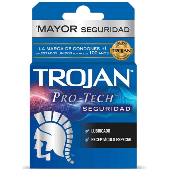 Condones-Lubricados-Trojan-Pro-Tech-Seguridad,-3-uds-Front Preservativos Lubricados Trojan Pro-Tech Seguridad, 3 uds
