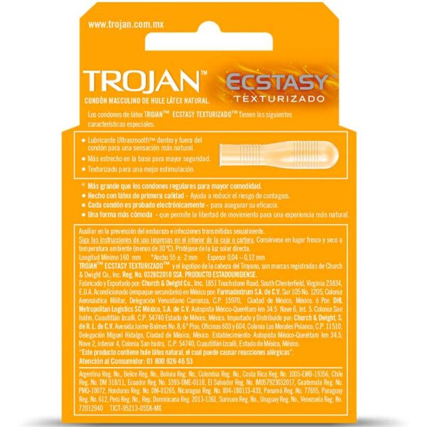 Preservativos Trojan Ecstasy con Doble Lubricación, 2 uds