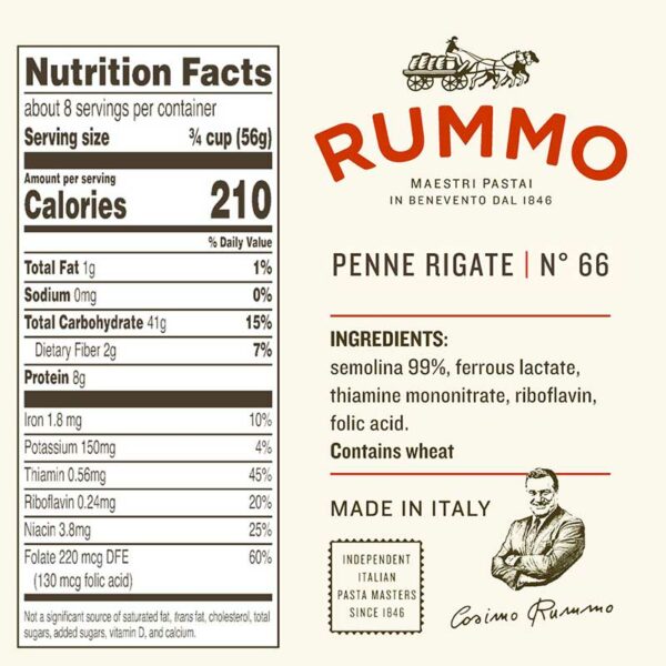 Pasta Rummo Penne Rigate Nº 66, 1.1 lb