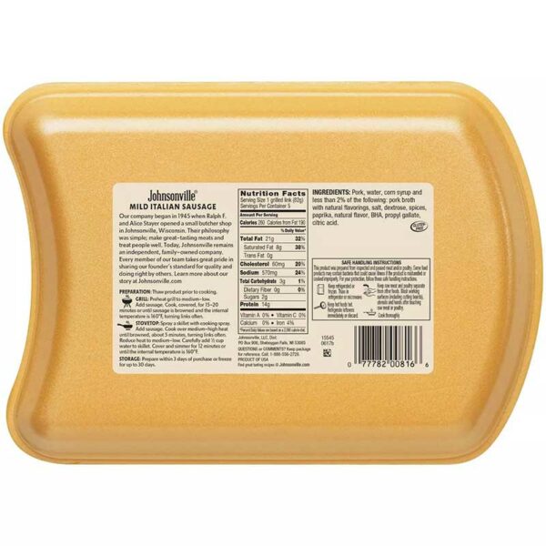 Salchicha Johnsonville Fresca Italiana Suave (5 uds)