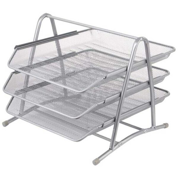 Bandeja-Metálica-de-Documentos-Gris-3-Niveles Bandeja Metálica de Documentos Gris
