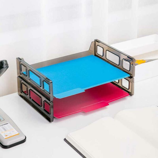 Bandeja-Plástica-Apilable-(1-uds)-Front-3 Bandeja Plástica de Documentos Apilable (1 uds)