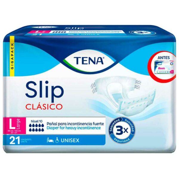 Ropa-Interior-Absorbente-TENA-Slip-Clásico,-L-(21-uds)-Front-2 Ropa Interior Absorbente TENA Slip Clásico, L (21 uds)