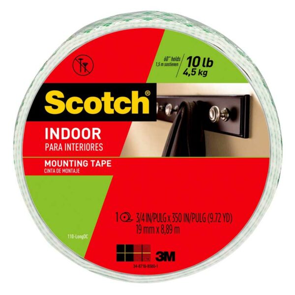 Cinta-Adhesiva-Scotch-Doble-Cara-para-Interior-(34'-x-350')-Front-3 Cinta Adhesiva Scotch 3M Doble Cara para Interior (3/4" x 350")