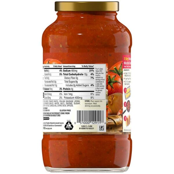 Salsa de Carne Prego Salchicha Italiana y Ajo, 23.5 oz