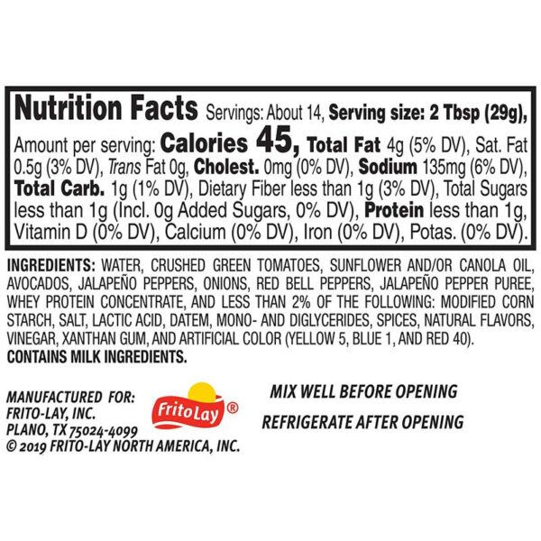 Tostitos-Salsa-de-Aguacate,-15-oz-Nutricion Tostitos Salsa de Aguacate, 15 oz