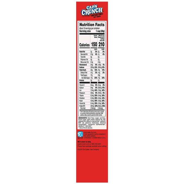 Cereal-Cap'n-Crunch's-Original,-398-g-Back Cereal Cap'n Crunch's Original, 360 g