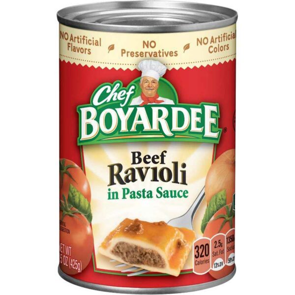 Ravioli-de-Ternera-en-Salsa-de-Tomate,-15-oz-Front Ravioli de Ternera Chef Boyardee en Salsa de Tomate, 15 oz