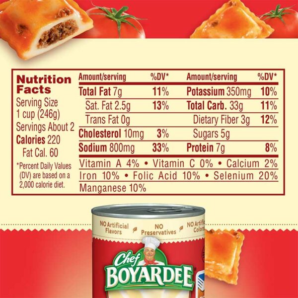 Ravioli-de-Ternera-en-Salsa-de-Tomate,-15-oz-Info Ravioli de Ternera Chef Boyardee en Salsa de Tomate, 15 oz