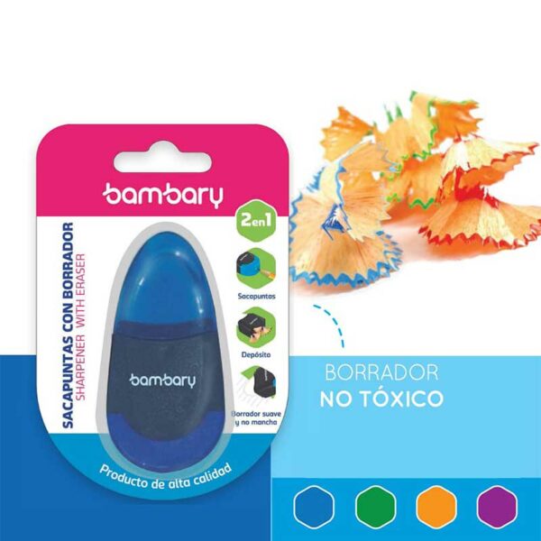 Sacapunta + Goma de Borrar Suave Bambary