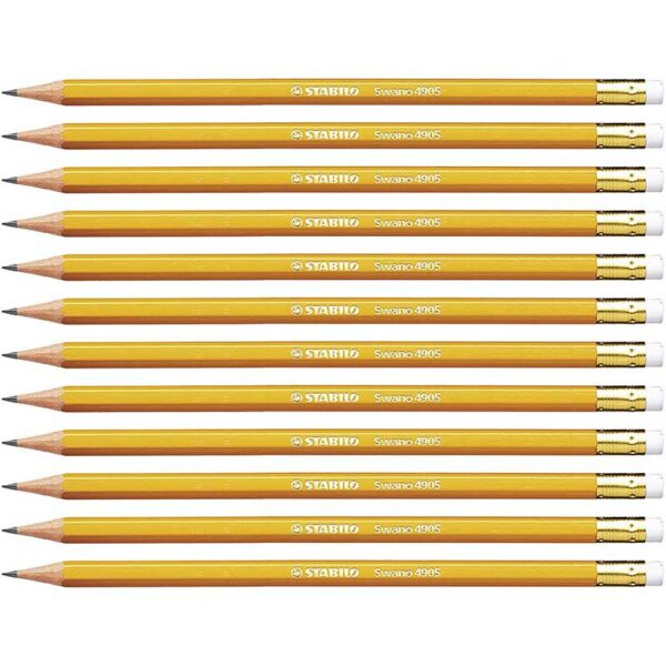 Lápices Stabilo Swano con Borrador HB=2 (12 uds)