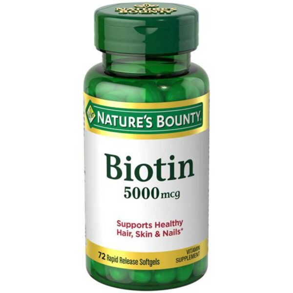 Biotina Nature's Bounty 5000 mcg, 72 Cápsulas