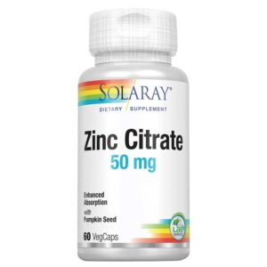 Citrato de Zinc Solaray 50 mg, 60 Cápsulas