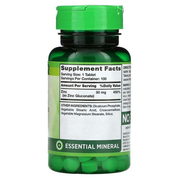 Gluconato-de-Zinc-50-mg,-100-Tabletas--Back Zinc Quedalo Nature's Truth 50 mg, 100 Tabletas