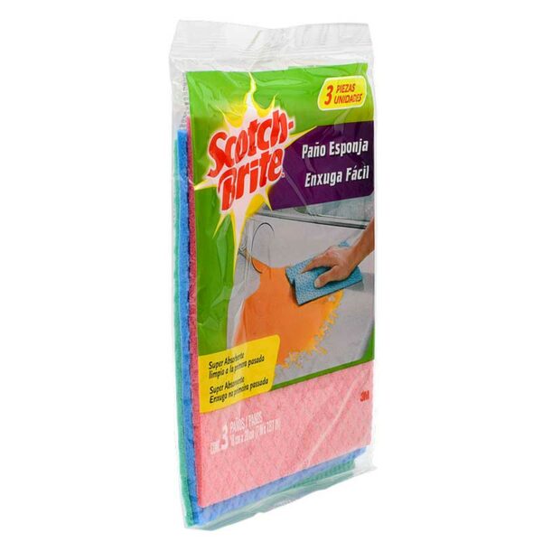 Paño-Esponja-Scotch-Brite-Biodegradable-(3-uds)-Turn Paño Esponja Scotch-Brite Biodegradable (3 uds)