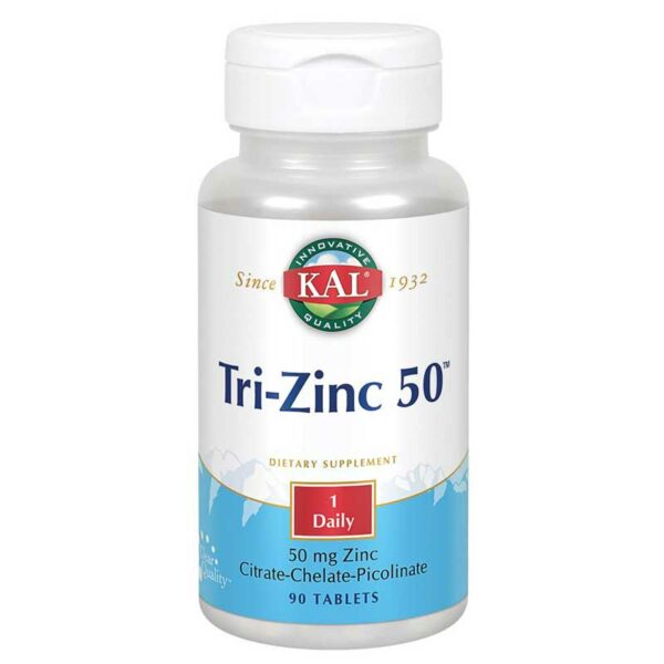 Tri-Zinc-50-Kal-50-mg,-90-Tabletas-Front Tri-Zinc 50 Kal 50 mg, 90 Tabletas