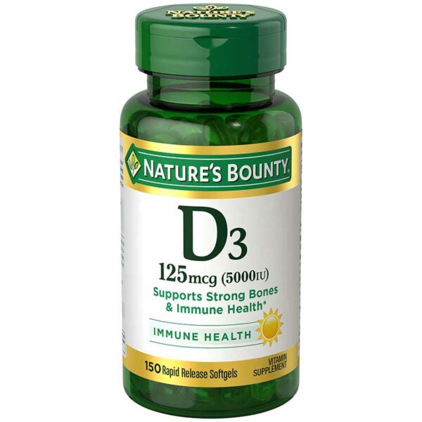 Vitamina D3 Nature's Bounty 125 mcg, 150 Cápsulas