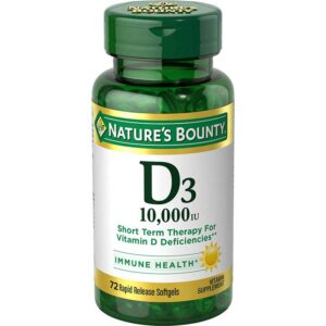 Vitamina D3 Nature's Bounty 250 mcg, 72 Cápsulas