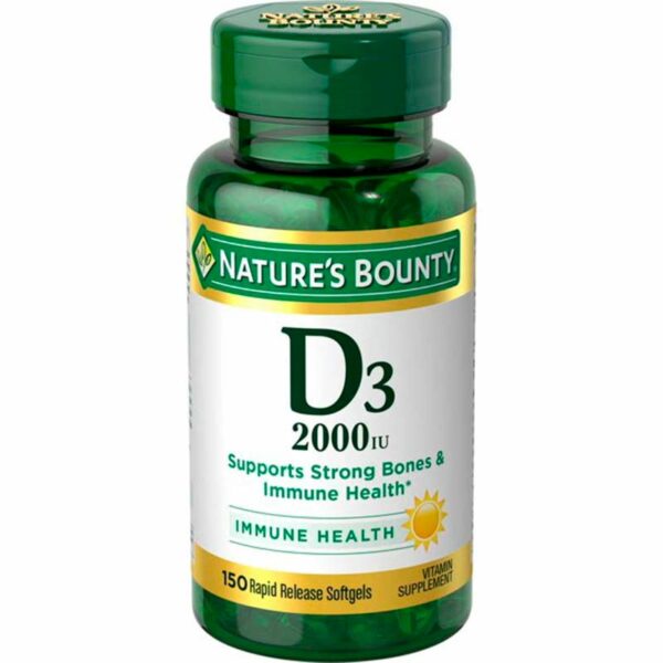 Vitamina-D3-Nature's-Bounty-50-mcg-150-Cápsulas Vitamina D3 Nature's Bounty 50 mcg, 150 Cápsulas
