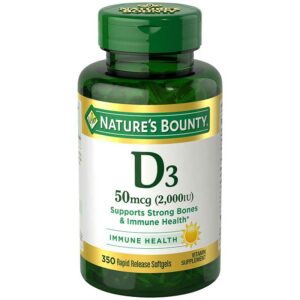 Vitamina D3 Nature's Bounty 50 mcg, 350 Cápsulas