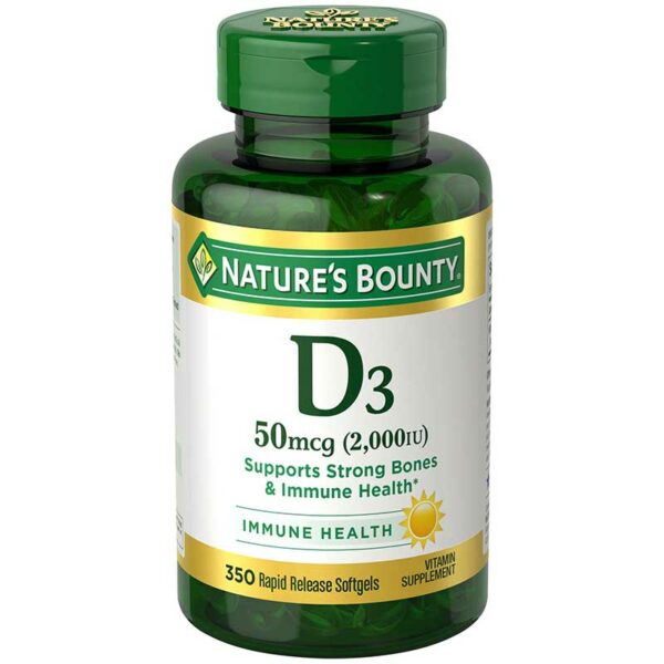Vitamina D3 Nature's Bounty 50 mcg, 350 Cápsulas