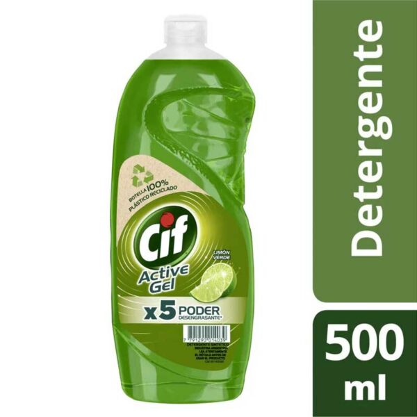 Lavaplatos Cif Active Gel Limón Verde, 500 ml