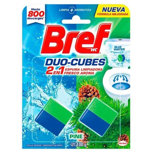 Pastillas-Bref-para-Baño-Duo-Cubes-2-en-1,-100-g-Front Pastillas Bref para Baño Duo Cubes 2 en 1 Pino, 100 g