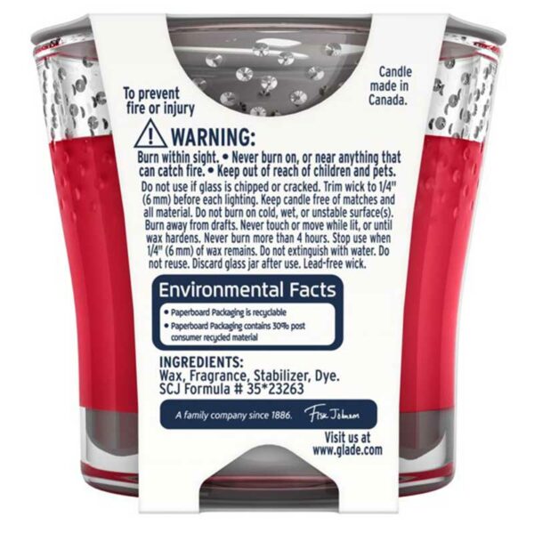 Ambientador Glade Vela Fragancia Néctar de Madreseva Roja, 3.4 oz