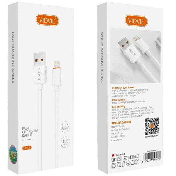 Cable Vidvie Lightning 2.4A 200 cm