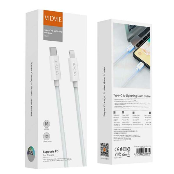 Cable Vidvie Type-C a Lightning 18 Watts