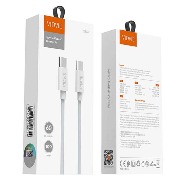 Cable-Vidvie-Type-C-a-Type-C-60-Watts-Front Cable Vidvie Type-C a Type-C 60 Watts