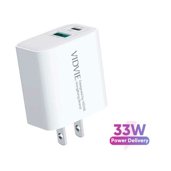 Cargador Vidvie 33 Watts PLM337C-Q Cable Lightning Incluido
