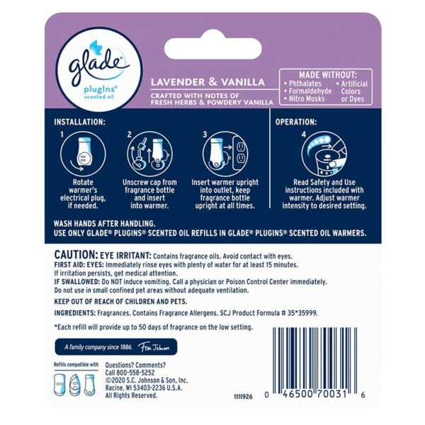 Repuesto para Glade Automatic Plugins Lavanda y Vainilla, 1.34 oz