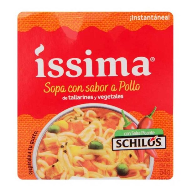 Sopa-Íssima-Instantanea-de-Fideos-Sabor-Pollo-Picante,-64-g-Front Sopa Íssima Instantanea de Fideos, 64 g