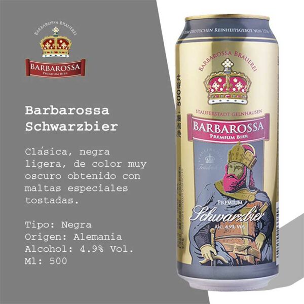 Cerveza Barbarossa Schwarzbier, 500 ml