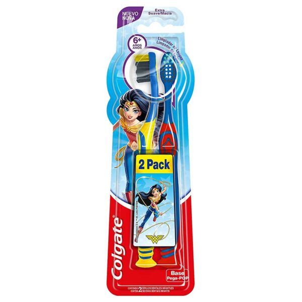 Cepillo-Dental-Colgate-Smile-Infantil-6+-Años-Mujer-Maravilla-(2-uds)-Front Cepillo Dental Colgate Smile Infantil 6+ Años Mujer Maravilla (2 uds)