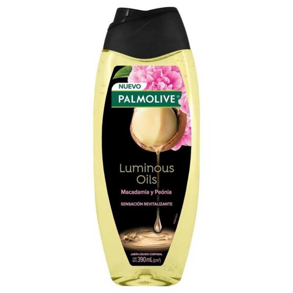 Jabón-Líquido-Corporal-Palmolive-Luminous-Oils-Macadamia-y-Peonía,-390-ml-Front Jabón Líquido Corporal Palmolive Luminous Oils Macadamia y Peonía, 390 ml